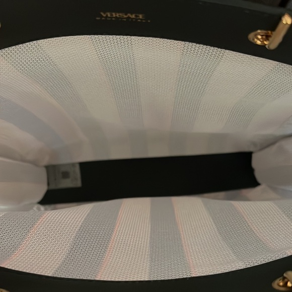 Versace unisex mesh penguin logo monogram top handle tote bag NEW - Picture 5 of 10